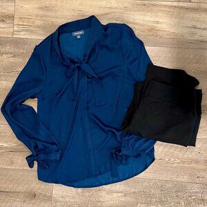 Blue Satin Button Up Shirt